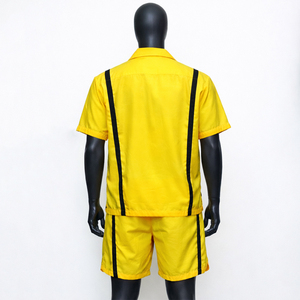 ชุดเซ็ตเสื้อโปโลผู้ชายผ้าฝ้าย 100% ขายส่ง พิมพ์โลโก้ได้ตามสั่ง เสื้อผ้าสตรีทแวร์ สีพื้น ลายเส้นสีดำ ชุด 2 ชิ้น - Product Image 3