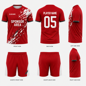 ชุดฟุตบอลสีสันตามสั่ง เสื้อและกางเกงขาสั้น น้ำหนักเบา ระบายอากาศได้ดี ไซส์ใหญ่ ผ้าอินเตอร์ล็อค แขนเสื้อแบบแร็กแลน ระบายอากาศได้ดี - Product Image 1