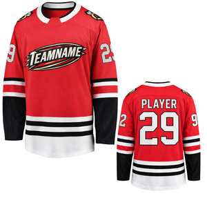 Camiseta de Hockey sobre Hielo Roja de Manga Larga, Uniforme Profesional de Equipo, Transpirable, para Práctica Deportiva, Ropa Deportiva para Adultos, 100% - Product Image 1