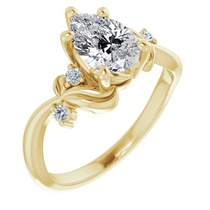 แหวนเพชรทรงลูกแพร์ประดับลายดอกไม้ ทอง 18k/22k ได้รับการรับรองจาก IGI สำหรับผู้หญิงและเด็กผู้หญิง สวมใส่ในวันครบรอบ - Product Image 4