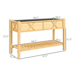 47 X 22 X 31.5in Elevated Wood <b>Planter</b> <b>Box</b> with Glazed Finish Raised Garden Bed and Storage Shelf Natural Liner Drainage Holes - Product Image 3