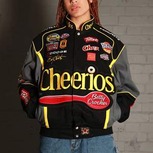 Venta al por mayor OEM todo algodón hombres Vintage Nascar Race chaqueta personalizada bordado Logo parche lana Material personalizable motocicleta - Product Image 1