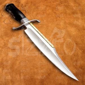 Cuchillo Bowie de Caza OEM Personalizado Hecho a Mano con Mango de Cuerno de Toro Grabado en Latón, Hoja de Acero D2 de 16 Pulgadas con Punta Clip, Funda de Cuero SIZZCO, 3 Años de Garantía - Product Image 2