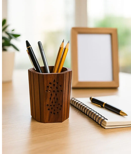 Portalápices Ecológico de Madera, Geométrico, Material Natural, Organizador de Escritorio - Product Image 1