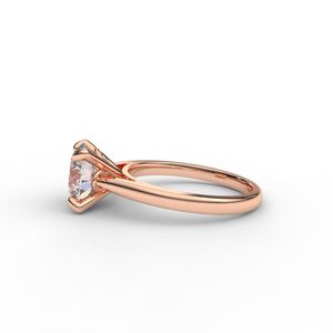 Anillo de Compromiso Solitario con Diamante Cultivado en Laboratorio, Corte Brillante Redondo, Chapado en Rodio sobre Oro Blanco/Rosa/Amarillo de 14K, Diseño Moderno - Product Image 2