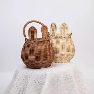 Rattan basket with bunny ears wholesale <b>easter</b> baskets gift storage <b>top</b>-trend holiday products - Product Image 6