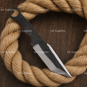 Cuchillo de caza y camping UA Supplies Drop Point 1095 de acero al carbono, hoja completa, filo recto, herramienta de supervivencia DIY, mango personalizado - Product Image 5