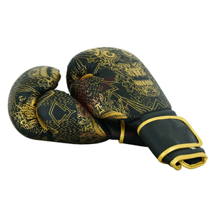Guantes de boxeo de cuero sintético premium con muñequera larga y acolchado absorbente de impactos para entrenamiento profesional y de principiantes. - Product Image 2