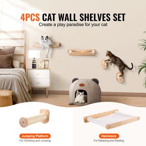 Estantes de Pared para Gatos con Postes para Saltar y Hamacas, Juego de Muebles para Mascotas, 40 Libras, Desmontable para la Comodidad y Entretenimiento Felino - Product Image 2