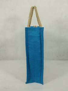 Custom Jute Shopping <b>Tote</b> <b>Bag</b> <b>Blue</b> Border Zipper Closure Reusable Eco-Friendly Wedding Grocery Carry <b>Bag</b> for Promotional Retail - Product Image 3