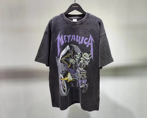 Camiseta de Algodón Grueso de Alta Calidad para Hombre, Venta al por Mayor, Estilo Urbano, Manga Corta, Cuello Redondo, Informal, con Estampado Frontal Personalizado - Product Image 2