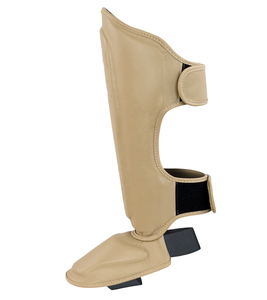 Protections de tibia et coussinets d'entraînement Muay Thai en cuir et PU avec protection de base pour MMA et boxe, ajustement universel - Product Image 1