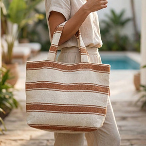 Multi Stripe Woven Handloom Tote Bag Stylish Casual Market Shopping Carry Tote <b>Clothes</b> Bag for Everyday Use Fashion Woven Bags - Product Image 5