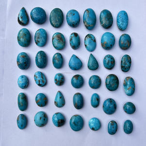 Turquoise naturelle iranienne, cabochon ovale, pierre précieuse en vrac, bleu turquoise, inclusions foncées, certifiée par un tiers, sculptée à la main pour - Product Image 5