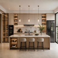 Fabricant d'armoires de cuisine sur mesure OEM, armoires de cuisine modulaires, matériau imperméable, tiroirs à fermeture douce pour projets résidentiels