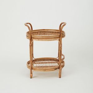Luxury Natural Wicker Rattan <b>Serving</b> <b>Trolley</b> With Wooden Shelves For Dining And Hospitality Furniture Applications - Product Image 2