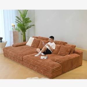 Sofá de pana moderno de gran tamaño | Sofá de salón Seccional de asiento profundo con almohadas - Product Image 1