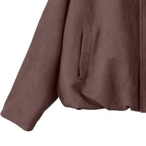 <b>Women's</b> <b>Brown</b> Suede <b>Jacket</b> Cropped Moto Style Turn Down Collar Epaulet Solid Color Spring Coat <b>Women's</b> <b>Jackets</b> - Product Image 5