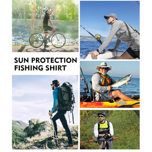 Camiseta de Protección Solar UPF 50 con Capucha y Manga Larga Azul Claro para Hombre, Color Sólido, Estilo Pullover, Ropa para Exteriores - Product Image 6