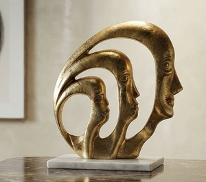 Elegante Escultura Facial Abstracta Moderna, Figura Metálica Hecha a Mano, Adorno Decorativo Ecológico para Mesa de Hogar y Oficina - Product Image 3
