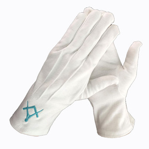 Gants et Mitaines Maçonniques en Tissu 100% Coton, Broderie Faite Main avec Logo Personnalisé, Vêtements Maçonniques Authentiques - Product Image 6