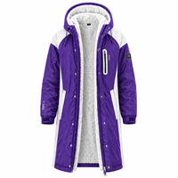 Chaqueta Larga Impermeable Unisex de Poliéster con Capucha y Bloques de Color para Natación, Entrenamiento, Salvavidas y Surf en Clima Frío - Marca Privada