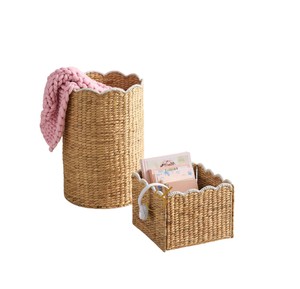 Cesta Cuadrada Plegable de Jacinto de Agua Tejido con Borde Ondulado, Contenedor Decorativo para Almacenamiento, Caja de Juguetes para Guardería Infantil - Product Image 5