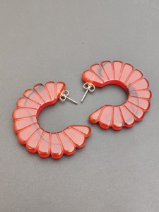 Fashion Resin <b>Fan</b> Shape Earrings Red Translucent Cut Design Exquisite Style Jewelry - Product Image 4
