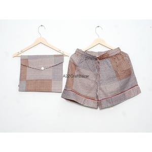 Conjunto de Pijama para Mujer, Suave y Cómodo, de Algodón, Cuello en V, Manga Corta, Estampado Floral, Transpirable, Cintura Alta con Cordón Ajustable, para Verano - Product Image 2