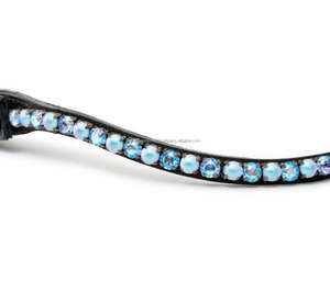 Diadema para <span class=keywords><strong>caballo</strong></span> de cuero genuino delgada, con cristales azules persas Perfectly Peal y broches. - Product Image 2