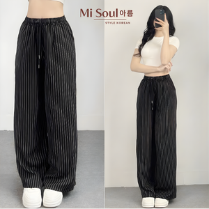 Pantalon Harem Femme Personnalisé avec Logo, Taille Élastique, Coupe Droite, Décontracté, Nœud et Perles, Écologique, Streetwear, Mode Coréenne, Vente en Gros - Product Image 6