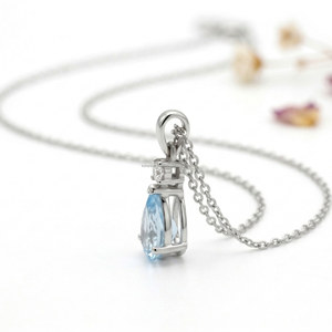 Colgantes y Dijes Finos de Aguamarina Pisces Serenity, Joyería Fina de Oro Blanco, Colección Exclusiva, Moda Moderna para Mujer, Top Cho - Product Image 1