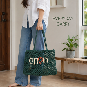 Handmade Crochet Cotton Rope Tote <b>Bag</b> | Handwoven Boho Shoulder <b>Bag</b> for Women Long Handle Beach Shopping Reusable Carry <b>Bag</b> OEM - Product Image 3
