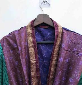 Vestido de Maternidad Vintage para Mujer, de Seda, Estilo Kimono, Ropa de Dormir, Ropa de Playa, Hecho con Sari Indio Reciclado, con Parches, Térmico, para Primavera - Product Image 3