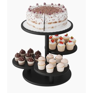 Multi Layer Cake Stand With 4 Tier Round Black Plastic Display For Cupcakes And Cake Reusable Hand Wash Only - Product Image 3