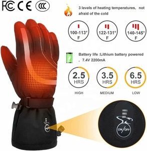 Gants chauffants électriques double face en cuir de vachette noir, mitaines chauffantes pour l'hiver, gants à batterie réglables pour rester au chaud - Product Image 2