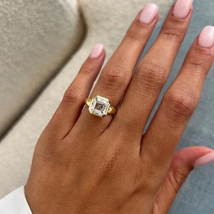 U and Me Lab Grown 3.01CT Asscher Cut Diamond Luxury <b>Ring</b> For 18K Solid Gold Party Occasion Gift For Girlfriends - Product Image 4
