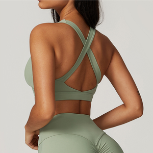 Custom Logo Women's <b>Cross</b> Back Sports Bra High Support Moisture-Wicking Breathable Four-Way Stretch Gym Yoga Activewear Fitness - Product Image 3