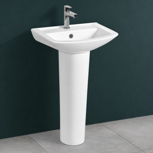 Lavabo de Pedestal Rectangular Honest Set, con un Solo Orificio, Acabado Brillante Contemporáneo, Montado en el Suelo, 35-40 Pulgadas, con Desagüe Certificado por NSF - Product Image 3