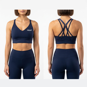 Soutien-gorge de sport uni pour l'entraînement, soutien-gorge de yoga à bretelles croisées au dos, hauts de sport pour femmes, vêtements de fitness, logo personnalisé OEM ODM, nylon et élasthanne - Product Image 1
