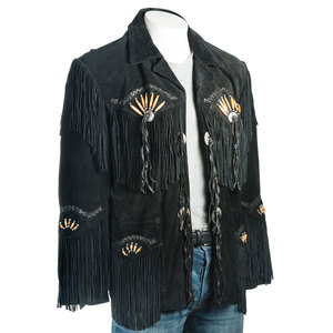 Genuine <b>Suede</b> Leather <b>Men's</b> Fringe Winter <b>Jacket</b> Premium Craftsmanship Plain Dyed Finish Multiple Sizes Custom Logo OEM Factory - Product Image 6