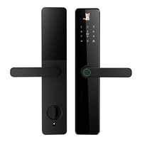 Cerradura Inteligente WiFi Tuya TTLock con Huella Dactilar y Pantalla Dinámica, con Contraseña, Tarjeta y Llave para Puertas de Madera y Metal
