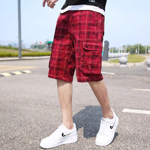 Shorts Bermuda décontractés pour homme 100% coton à carreaux, épais, multi-poches, taille mi-haute, style streetwear, écologiques - Product Image 1