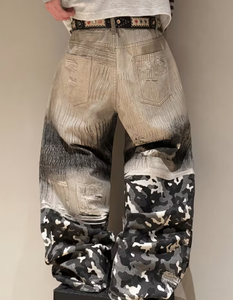 Jeans Anchos de Cintura Alta para Hombre, Estilo Casual, con Estampado Paisley, Tallas Grandes, Marca Hardihood International - Product Image 5