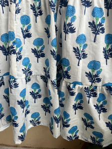 ชุดเดรสยาวพิมพ์ลายด้วยมือจากผ้าฝ้ายอินเดีย 100% คอวี แขนยาว ลายดอกไม้ - Product Image 3