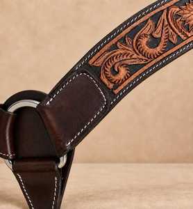 Collier de poitrail pour cheval en cuir véritable de qualité supérieure, fait main avec des motifs floraux, ajustement personnalisé, usage équestre - Product Image 3