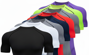 T-shirt de sport tricoté uni pour homme, coupe régulière, imprimé numérique, compressé, respirant, séchage rapide, teinture unie - Product Image 4