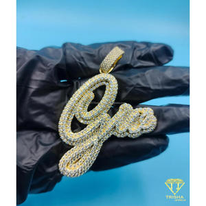 Iced Out Initial <b>NAME</b> Pendant Hip Hop Bling Necklace Gold Tone Custom Letter <b>Chain</b> Luxury Statement Jewelry - Product Image 4