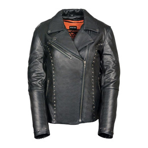 Samroz แจ็คเก็ตขี่มอเตอร์ไซค์หนังสีดำ, เสื้อกีฬาสำหรับผู้หญิง - Product Image 1