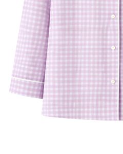 Custom Lavender Check <b>Women</b> Pajama Set Long Sleeve Button Down Nightwear Soft Breathable Cotton Sleepwear Two Piece Lounge Set - Product Image 4